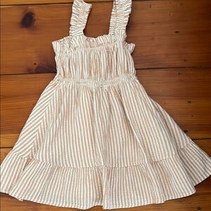 Rylee + Cru Beige Striped Kids Dress